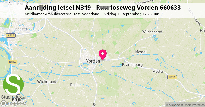 Aanrijding letsel N319 - Ruurloseweg Vorden 660633