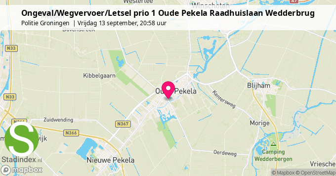 Ongeval/Wegvervoer/Letsel prio 1 Oude Pekela Raadhuislaan Wedderbrug