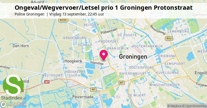 Ongeval/Wegvervoer/Letsel prio 1 Groningen Protonstraat