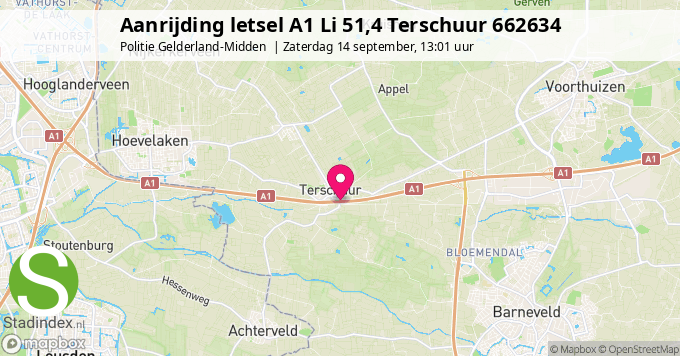 Aanrijding letsel A1 Li 51,4 Terschuur 662634