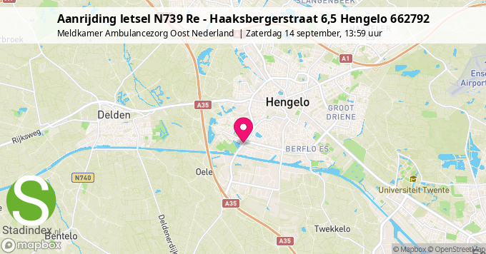 Aanrijding letsel N739 Re - Haaksbergerstraat 6,5 Hengelo 662792