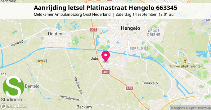 Aanrijding letsel Platinastraat Hengelo 663345