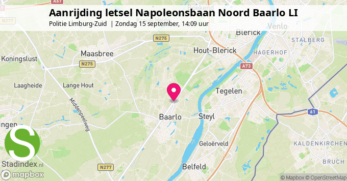 Aanrijding letsel Napoleonsbaan Noord Baarlo LI