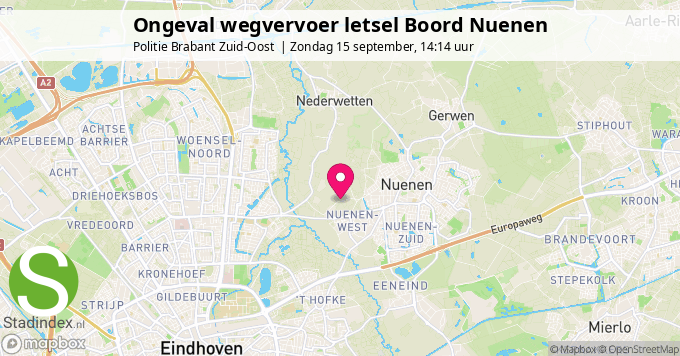 Ongeval wegvervoer letsel Boord Nuenen