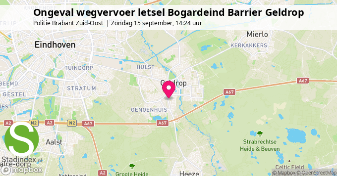 Ongeval wegvervoer letsel Bogardeind Barrier Geldrop