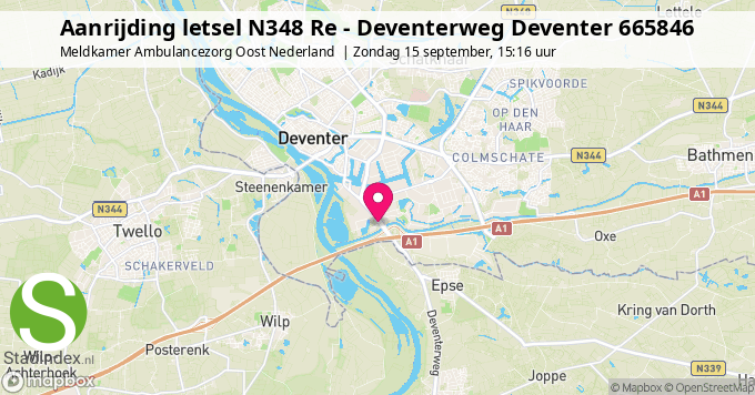 Aanrijding letsel N348 Re - Deventerweg Deventer 665846