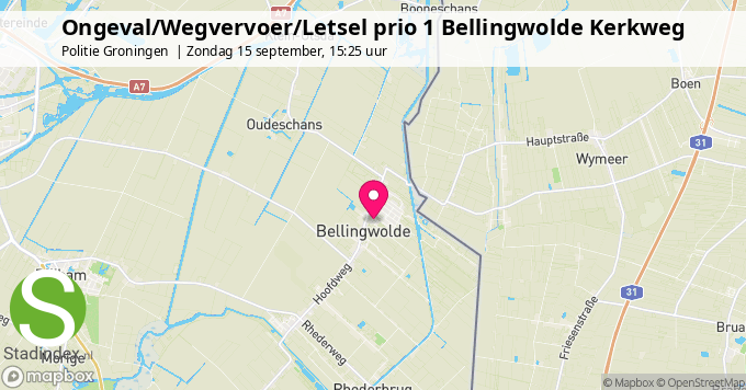 Ongeval/Wegvervoer/Letsel prio 1 Bellingwolde Kerkweg