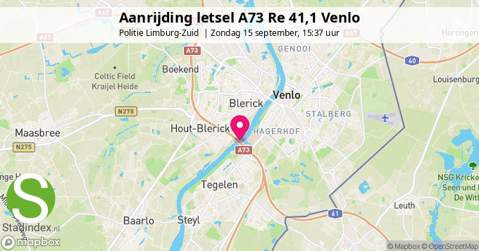 Aanrijding letsel A73 Re 41,1 Venlo