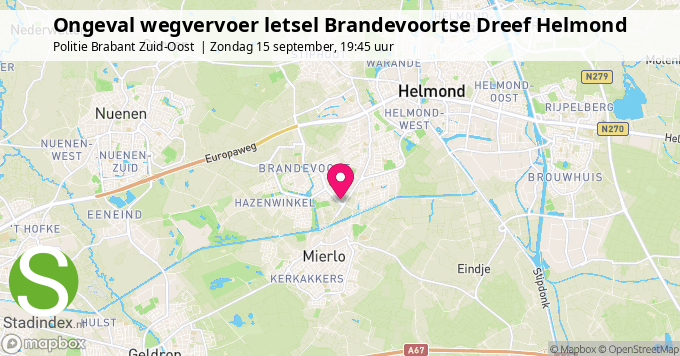 Ongeval wegvervoer letsel Brandevoortse Dreef Helmond