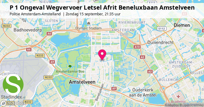 P 1 Ongeval Wegvervoer Letsel Afrit Beneluxbaan Amstelveen