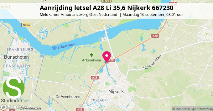 Aanrijding letsel A28 Li 35,6 Nijkerk 667230