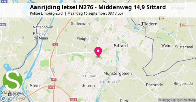 Aanrijding letsel N276 - Middenweg 14,9 Sittard