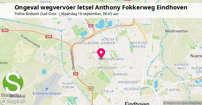 Ongeval wegvervoer letsel Anthony Fokkerweg Eindhoven