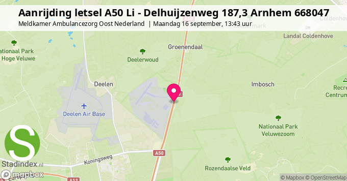 Aanrijding letsel A50 Li - Delhuijzenweg 187,3 Arnhem 668047