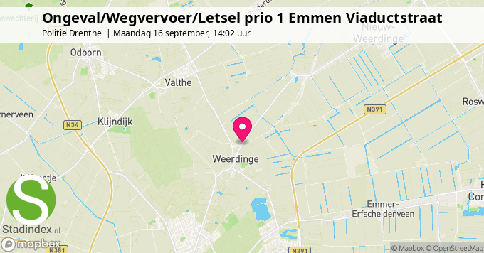 Ongeval/Wegvervoer/Letsel prio 1 Emmen Viaductstraat