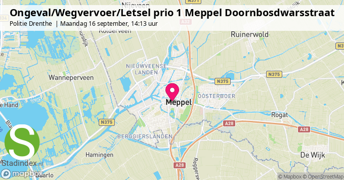 Ongeval/Wegvervoer/Letsel prio 1 Meppel Doornbosdwarsstraat