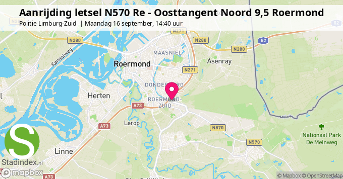 Aanrijding letsel N570 Re - Oosttangent Noord 9,5 Roermond