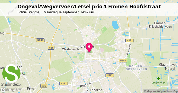 Ongeval/Wegvervoer/Letsel prio 1 Emmen Hoofdstraat