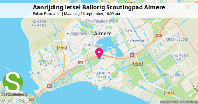 Aanrijding letsel Ballorig Scoutingpad Almere