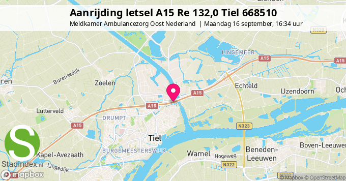 Aanrijding letsel A15 Re 132,0 Tiel 668510