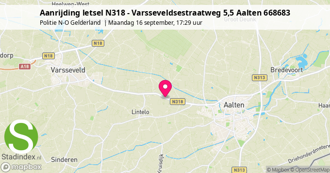 Aanrijding letsel N318 - Varsseveldsestraatweg 5,5 Aalten 668683