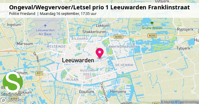 Ongeval/Wegvervoer/Letsel prio 1 Leeuwarden Franklinstraat