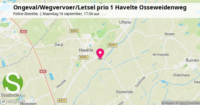 Ongeval/Wegvervoer/Letsel prio 1 Havelte Osseweidenweg