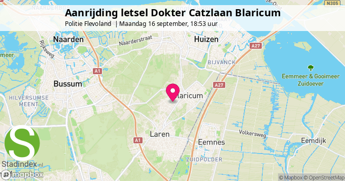 Aanrijding letsel Dokter Catzlaan Blaricum