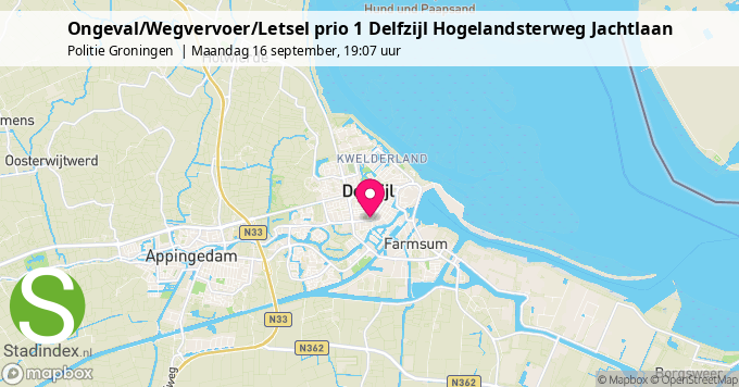 Ongeval/Wegvervoer/Letsel prio 1 Delfzijl Hogelandsterweg Jachtlaan