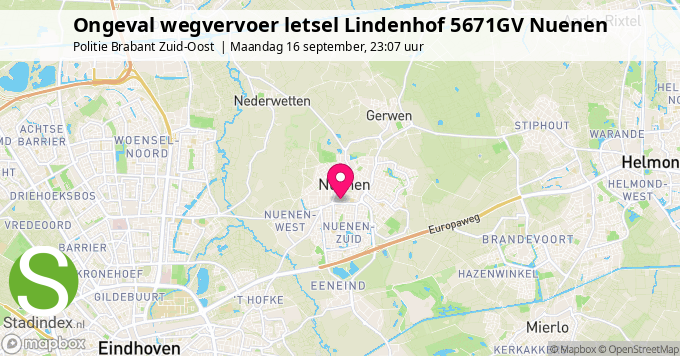 Ongeval wegvervoer letsel Lindenhof 5671GV Nuenen