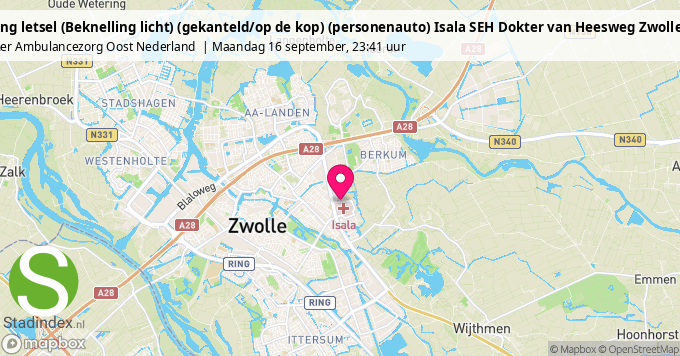 Aanrijding letsel (Beknelling licht) (gekanteld/op de kop) (personenauto) Isala SEH Dokter van Heesweg Zwolle 669474