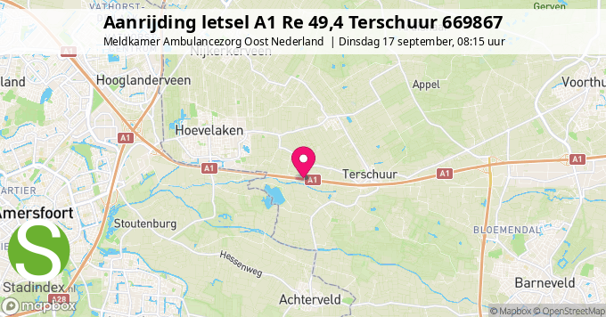 Aanrijding letsel A1 Re 49,4 Terschuur 669867