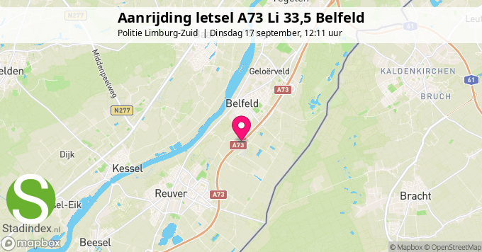 Aanrijding letsel A73 Li 33,5 Belfeld