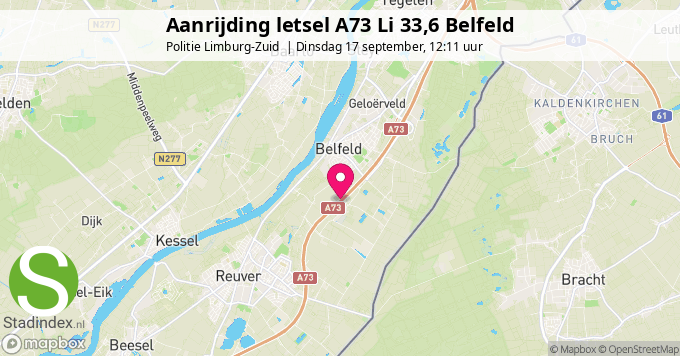 Aanrijding letsel A73 Li 33,6 Belfeld