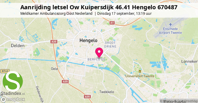 Aanrijding letsel Ow Kuipersdijk 46.41 Hengelo 670487