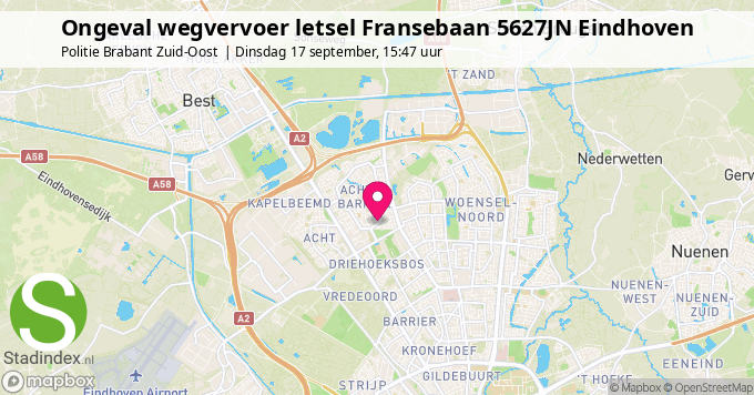 Ongeval wegvervoer letsel Fransebaan 5627JN Eindhoven