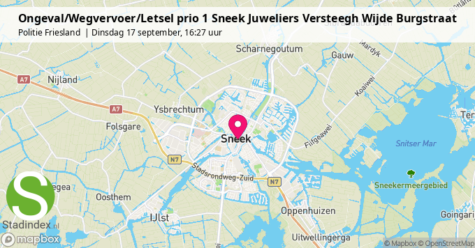 Ongeval/Wegvervoer/Letsel prio 1 Sneek Juweliers Versteegh Wijde Burgstraat