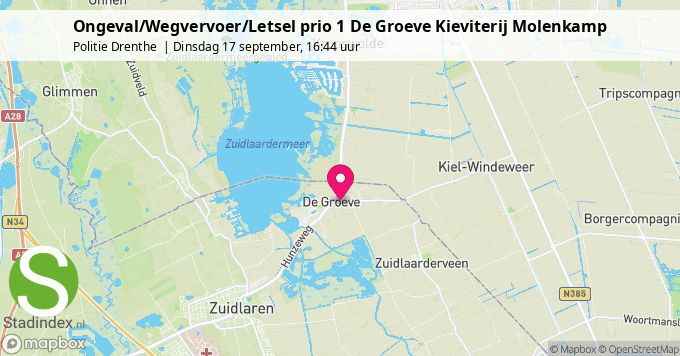 Ongeval/Wegvervoer/Letsel prio 1 De Groeve Kieviterij Molenkamp