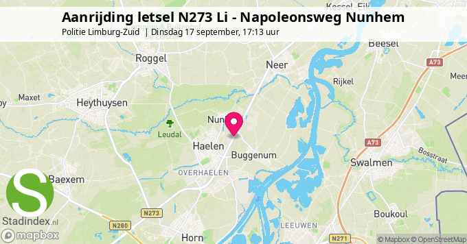 Aanrijding letsel N273 Li - Napoleonsweg Nunhem