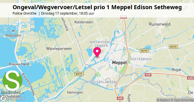 Ongeval/Wegvervoer/Letsel prio 1 Meppel Edison Setheweg