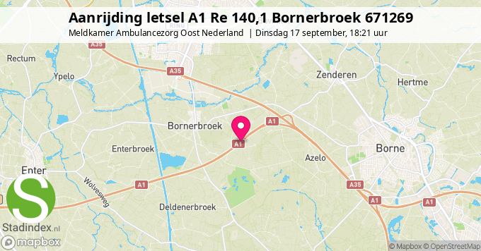 Aanrijding letsel A1 Re 140,1 Bornerbroek 671269