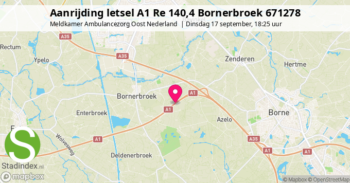 Aanrijding letsel A1 Re 140,4 Bornerbroek 671278