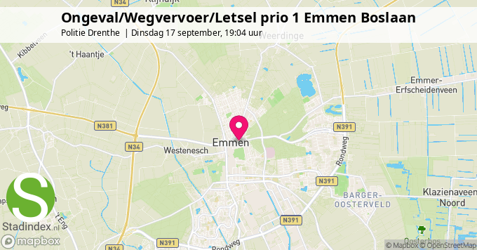 Ongeval/Wegvervoer/Letsel prio 1 Emmen Boslaan