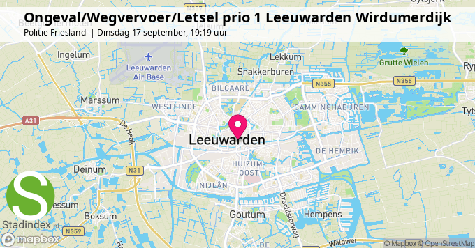 Ongeval/Wegvervoer/Letsel prio 1 Leeuwarden Wirdumerdijk