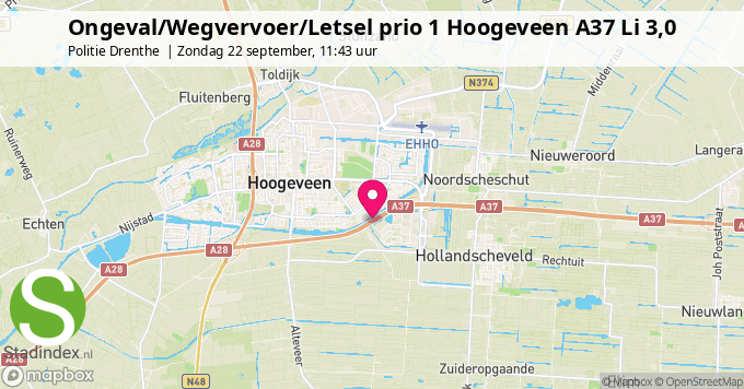 Ongeval/Wegvervoer/Letsel prio 1 Hoogeveen A37 Li 3,0