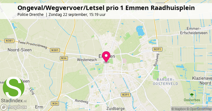 Ongeval/Wegvervoer/Letsel prio 1 Emmen Raadhuisplein