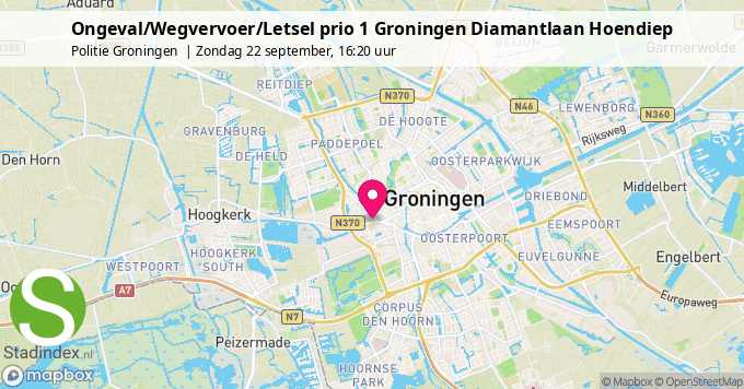 Ongeval/Wegvervoer/Letsel prio 1 Groningen Diamantlaan Hoendiep