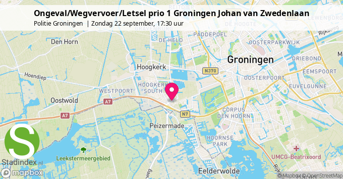 Ongeval/Wegvervoer/Letsel prio 1 Groningen Johan van Zwedenlaan