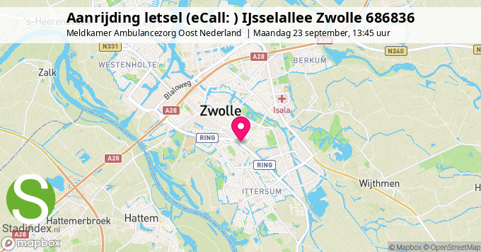 Aanrijding letsel (eCall: ) IJsselallee Zwolle 686836