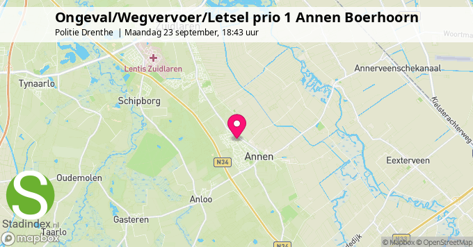 Ongeval/Wegvervoer/Letsel prio 1 Annen Boerhoorn